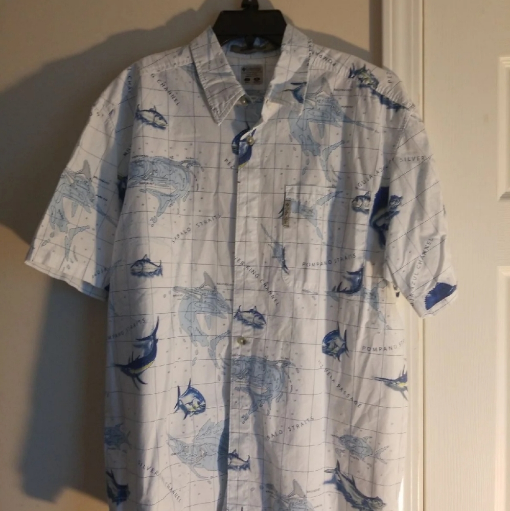 Mens Columbia pfg river lodge size L white